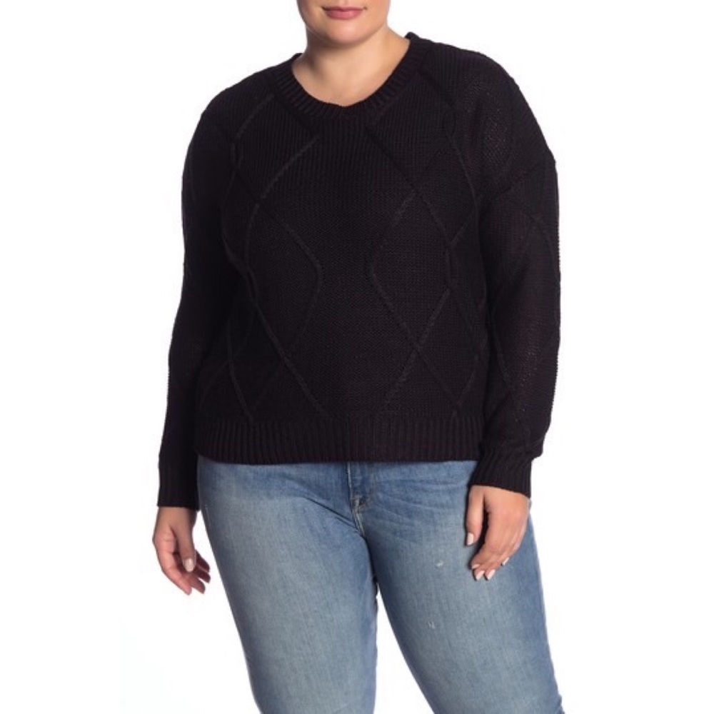Nordstrom Cable Knit Pullover Sweater Sz 3X Black